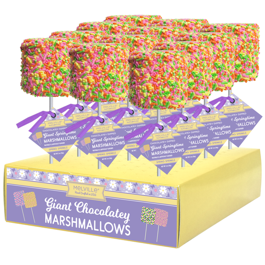 Giant Marshmallow Pops - Spring Sprinkle White Chocolatey Coated