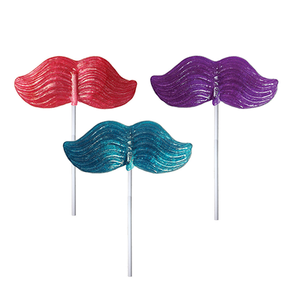 Glitter Moustache Lollipops - Assorted (24ct)