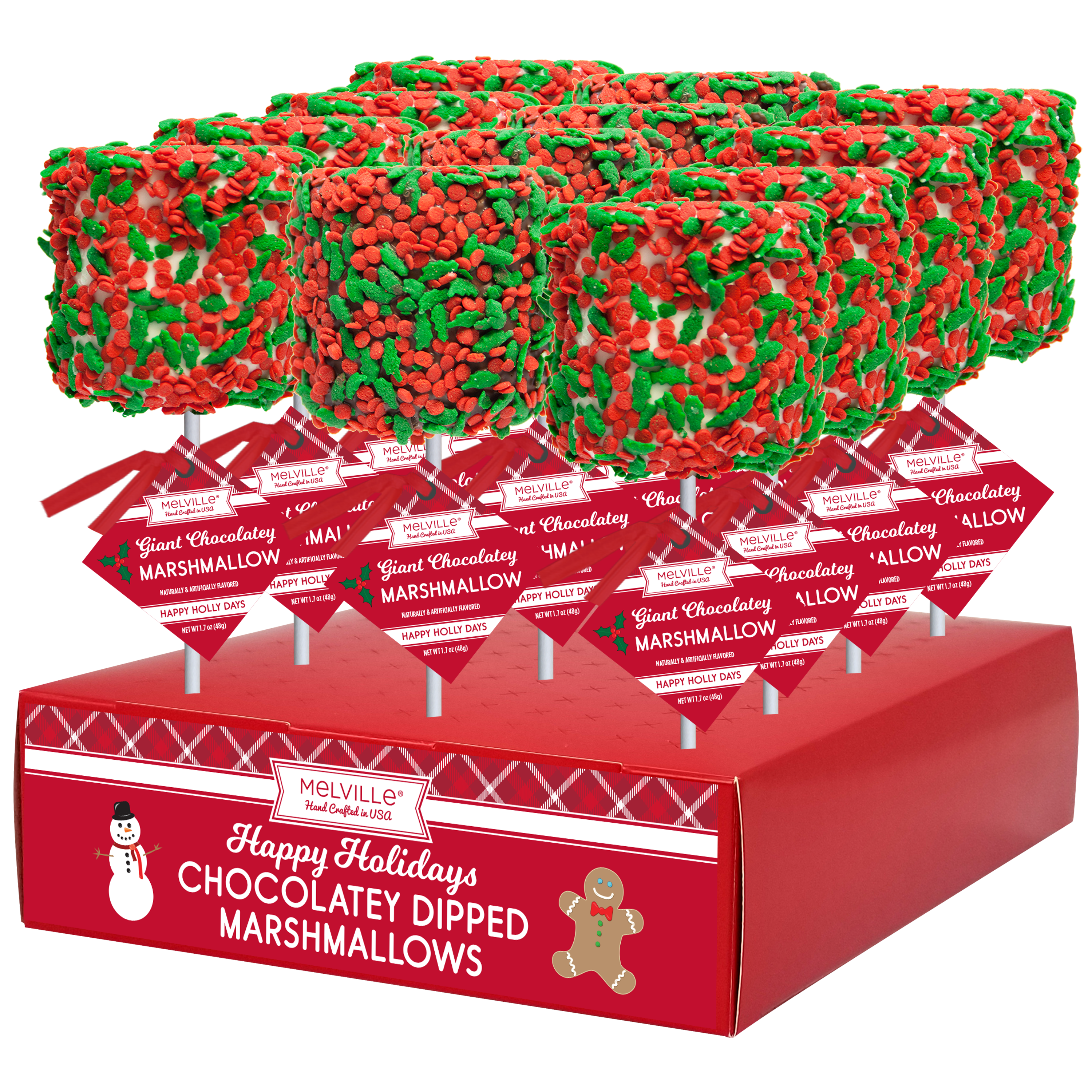 Giant Marshmallow Pops - Holiday Holly Confetti by Melville Candy