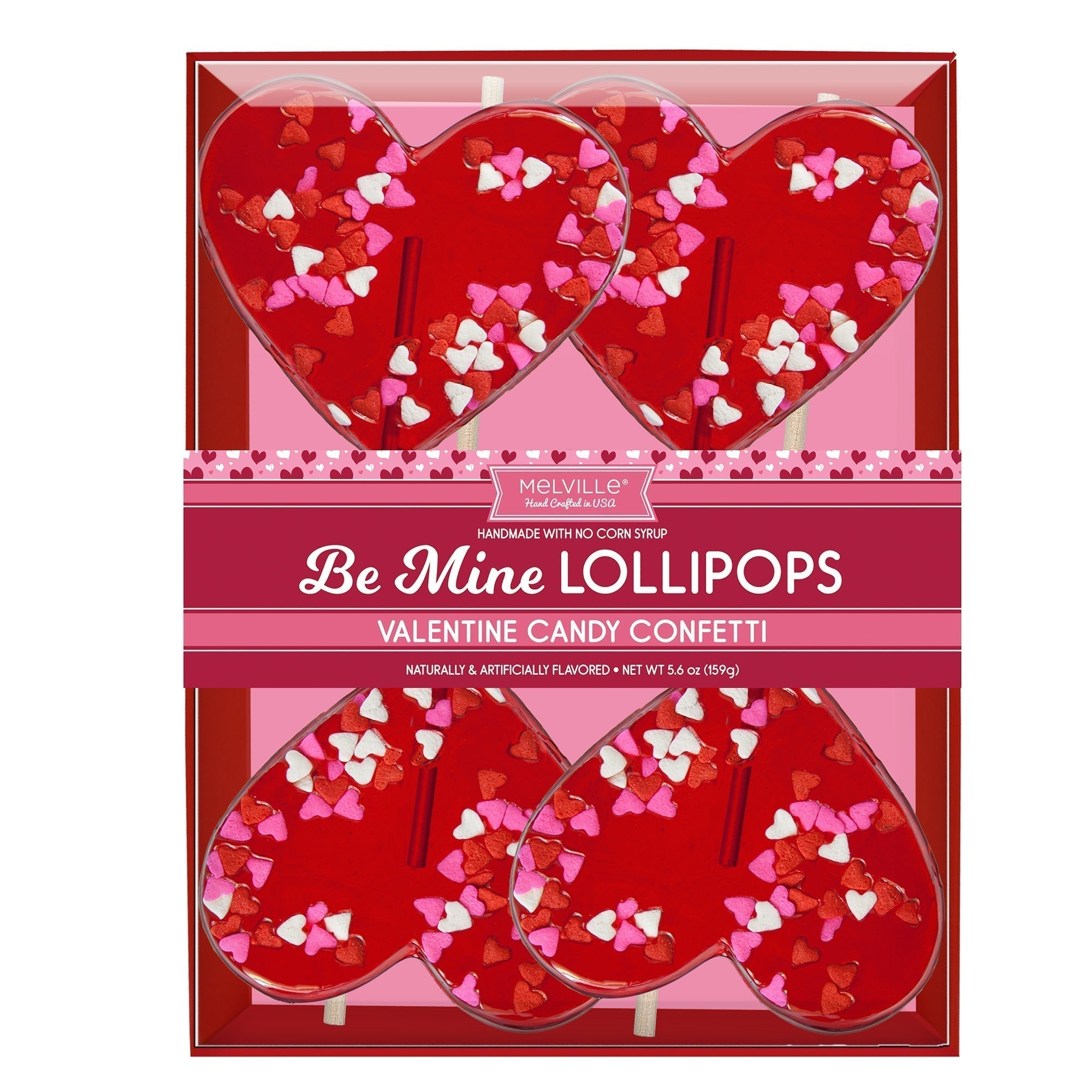Valentine Confetti Heart Lollipops - Assorted by Melville Candy