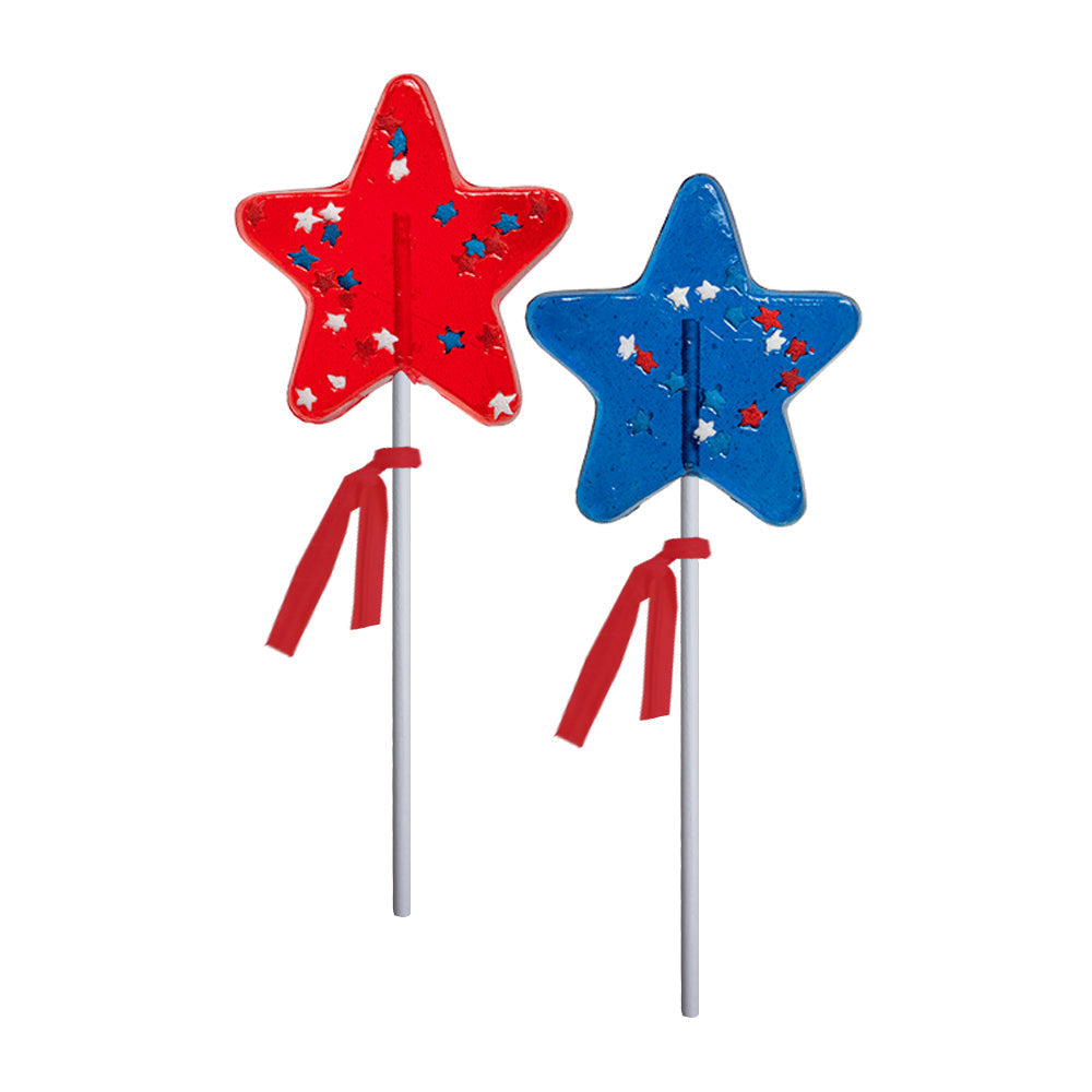 Patriotic Star Confetti Lollipops - Blue & Red (24ct)