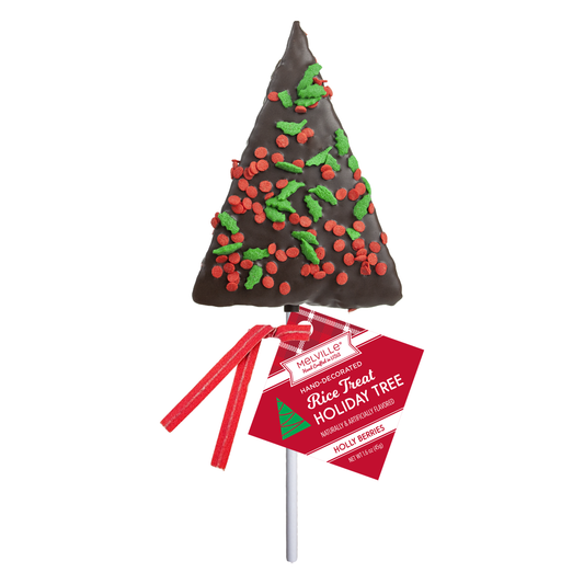 Dark Chocolatey Holiday Confetti Tree Rice Treat Pops