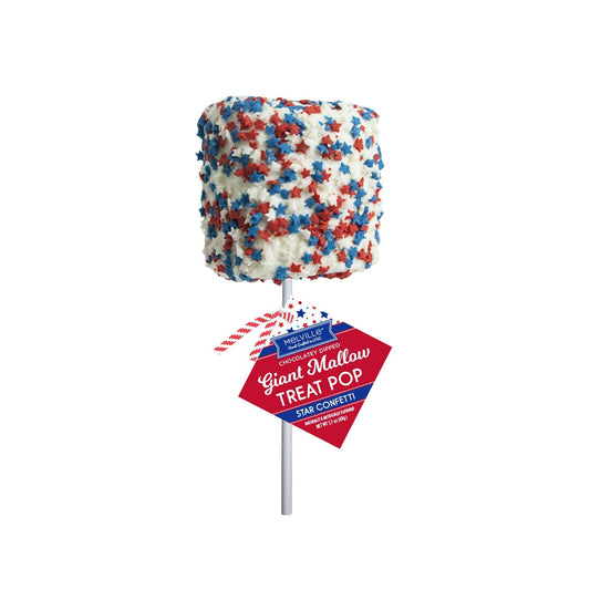 Giant Marshmallow Pops - White Chocolatey Coating with Patriotic Confetti