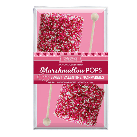 Giant Marshmallow Pops - Valentine Nonpareils White Chocolate (12ct)