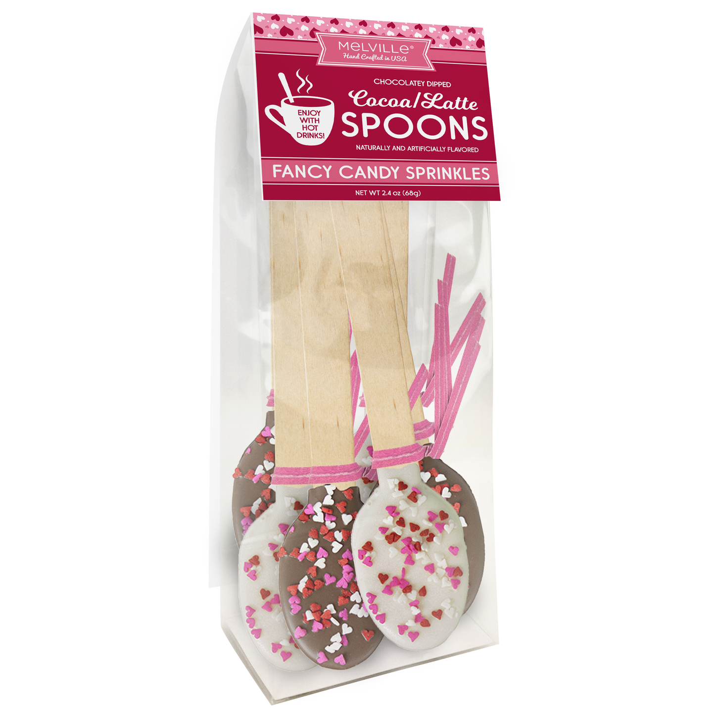 Valentine Heart Confetti Stirrers - Milk & White Chocolatey Coated