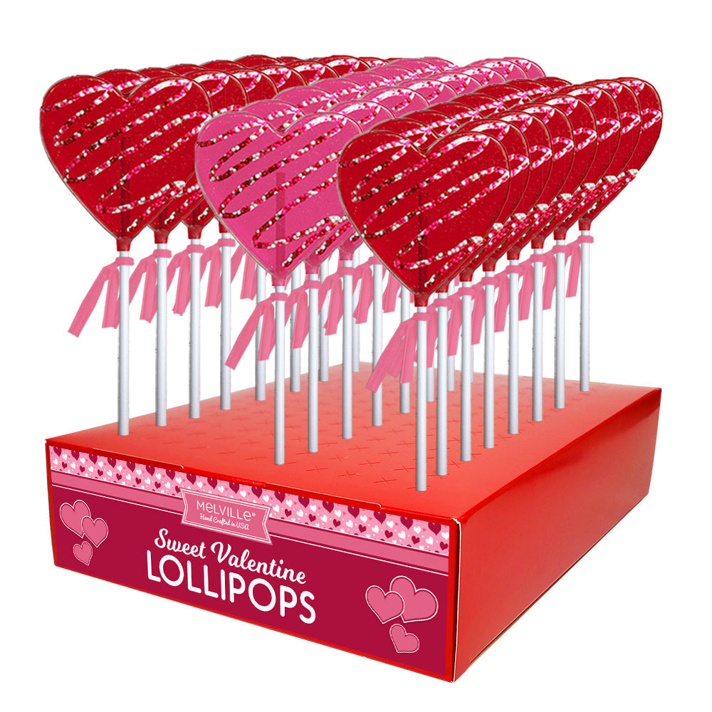 トップス Herlipto LovedoneLogoJacquardKnit CANDY Chocolate Drizzled Heart Lollipops - Red & Pink by Melville Candy