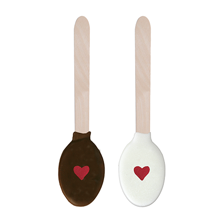 Heart Drink Spoons - White & Milk Chocolatey Dipped (12ct)