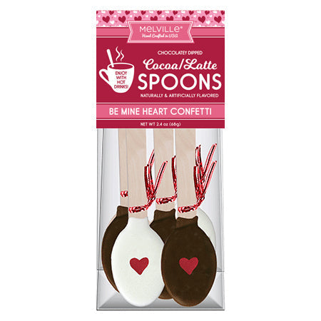 Heart Drink Spoons - White & Milk Chocolatey Dipped