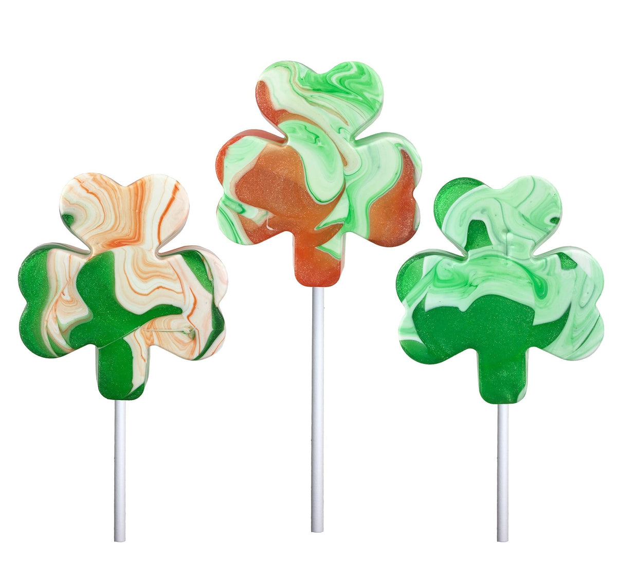 Glitter Swirl Shamrock Lollipops - Assorted (24ct)