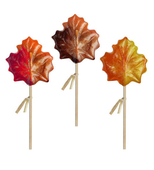 Glitter Swirl Maple Leaf Lollipops - Assorted