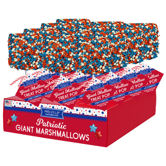 Giant Marshmallow Pops - Milk Chocolatey Coated with Patriotic Star Confetti