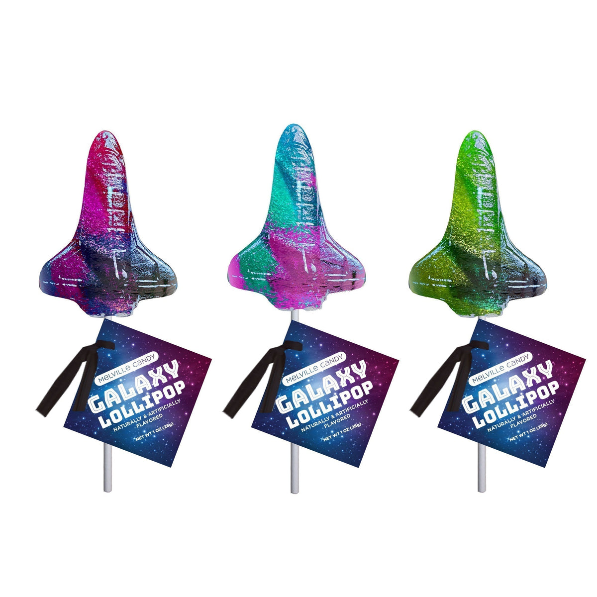 Glitter Swirl Galaxy Space Shuttle Lollipops - Assorted (24ct)