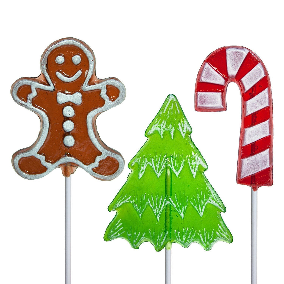 Frosted Gingerbread, Candy Cane & Tree Lollipops (24ct)