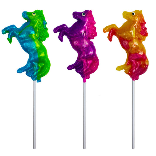 Glitter Swirl Jumping Horse Lollipops - Assorted