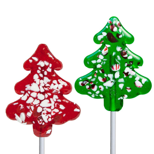 Mini Peppermint Tree Lollipops - Red & Green