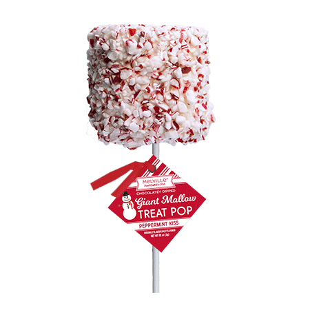 Giant Marshmallow Pops - Peppermint White Chocolatey Coating
