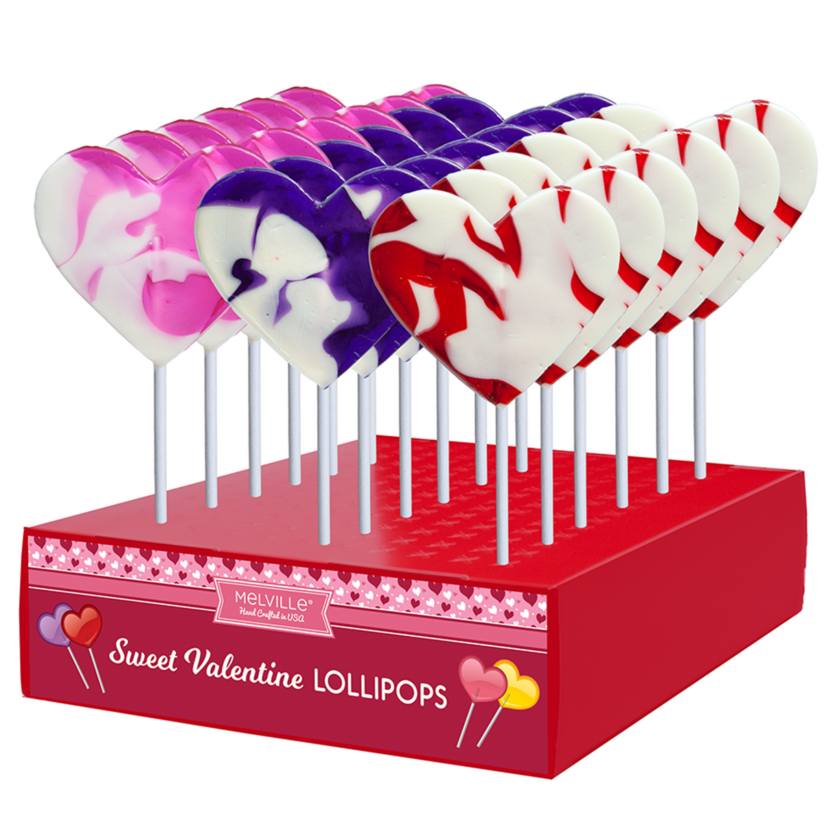 Valentine Cream Swirl Heart Lollipops - Assorted by Melville Candy