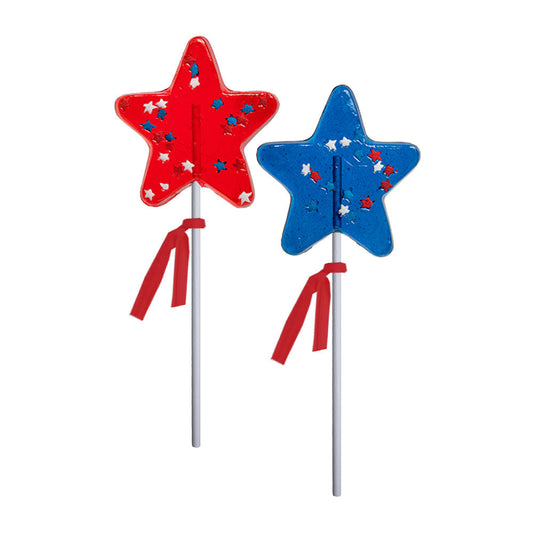 Patriotic Star Confetti Lollipops - Blue & Red (24ct)