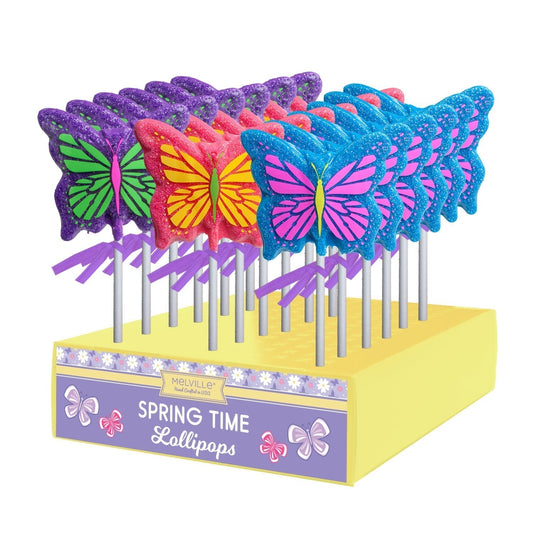 Sanded Butterfly Lollipops - Pink, Blue, Purple