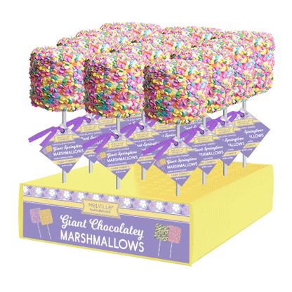 Giant Marshmallow Pops - Spring Confetti White Chocolatey Dipped (12ct)
