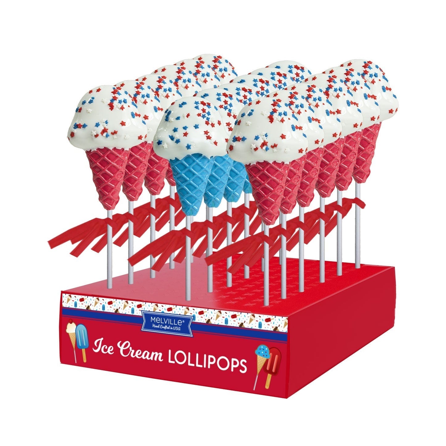 Patriotic Confetti Ice Cream Lollipops - Assorted