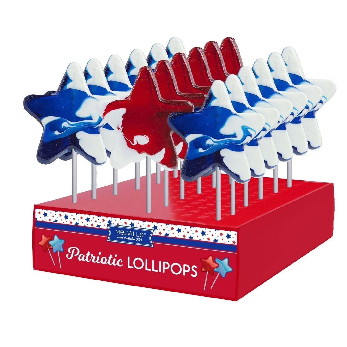 Patriotic Swirl Star Lollipops - Assorted