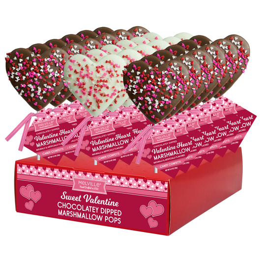 Valentine Heart Confetti Marshmallow Pops - White & Milk Chocolate