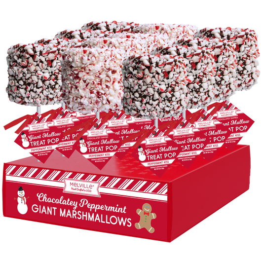 Giant Marshmallow Pops - Peppermint White Chocolatey Coating
