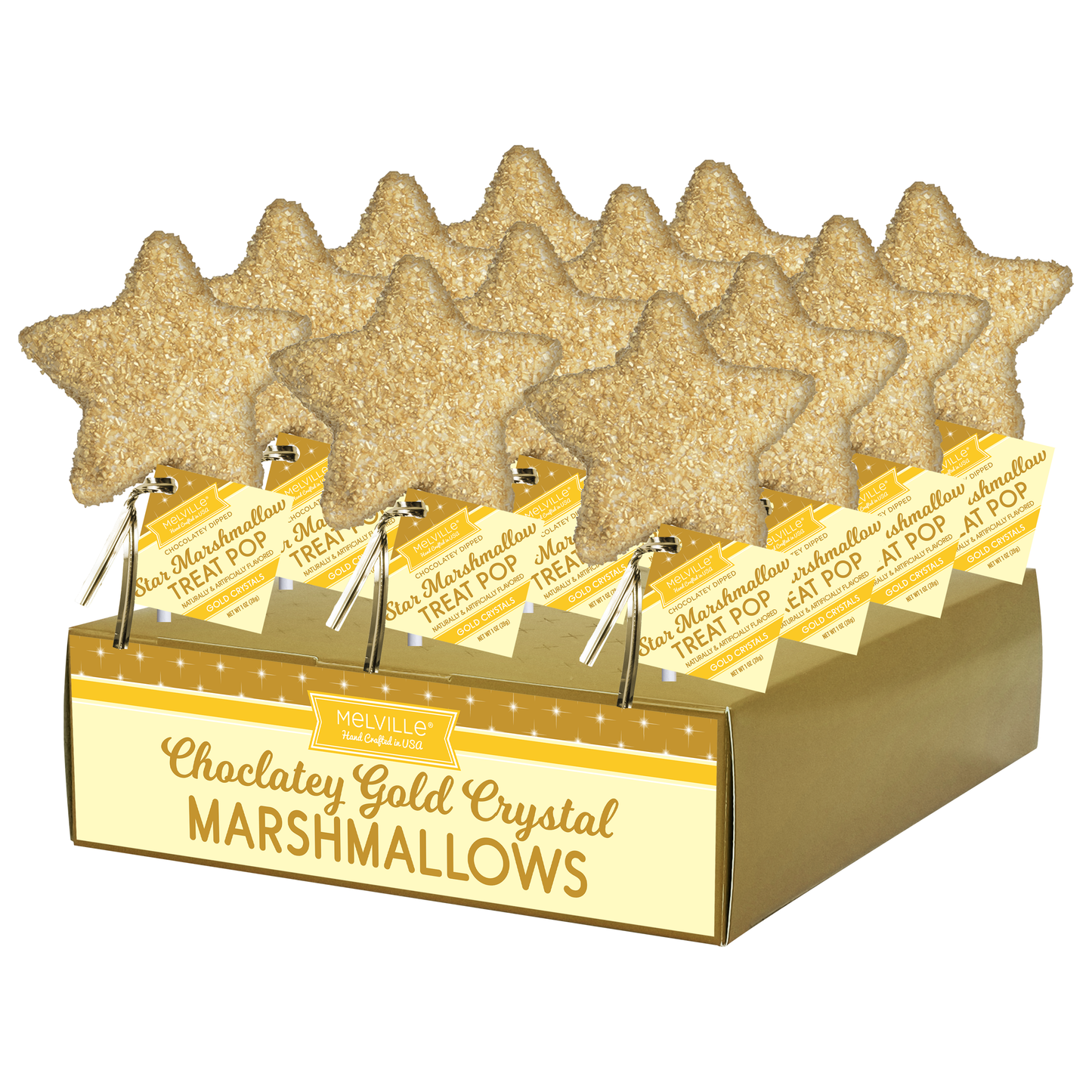 Gold Crystal Star Marshmallow Pops (18ct)