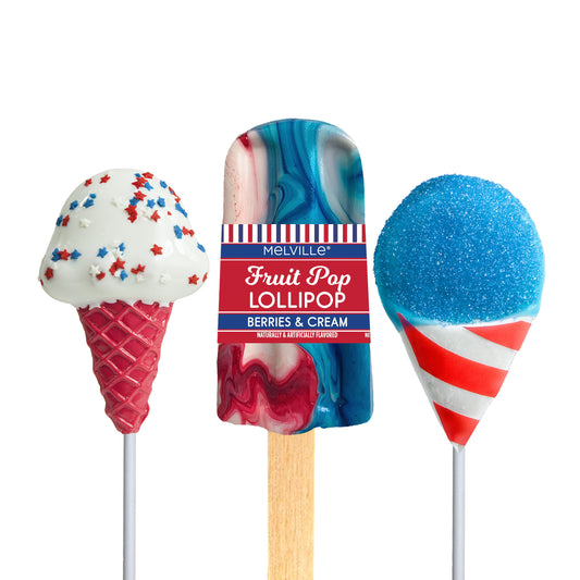 Patriotic Ice Cream Lollipops - Assorted (24ct)