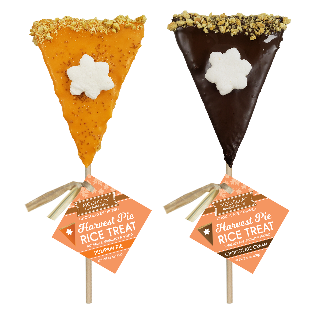 Rice Treat Pie Pops, Pumpkin & Chocolatey Cream