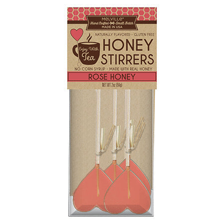 Mini Heart Rose Honey Lollipop Stirrers (12ct)