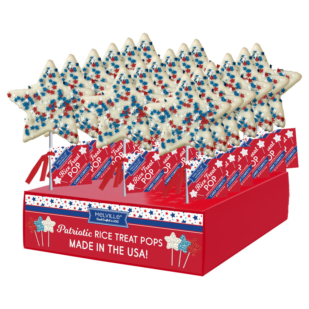 Rice Treat Pops with Patriotic Star Confetti