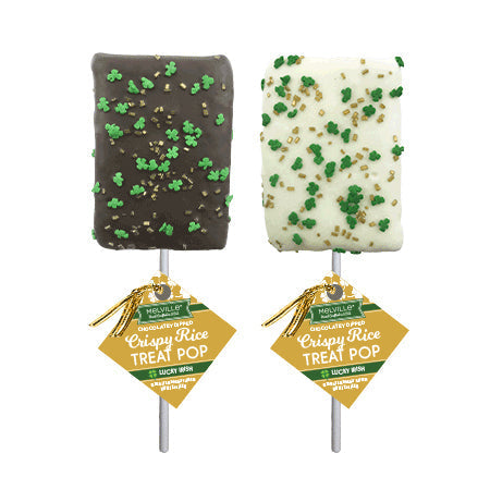 St. Patrick's Day Crispy Rice Treat Pops - White & Milk Chocolatey Dipped