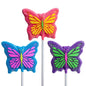 Sanded Butterfly Lollipops - Pink, Blue, Purple (24ct)
