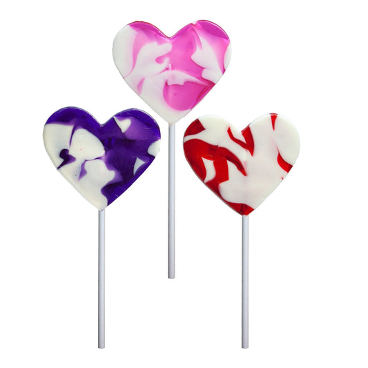 Valentine Cream Swirl Heart Lollipops - Assorted (24ct)