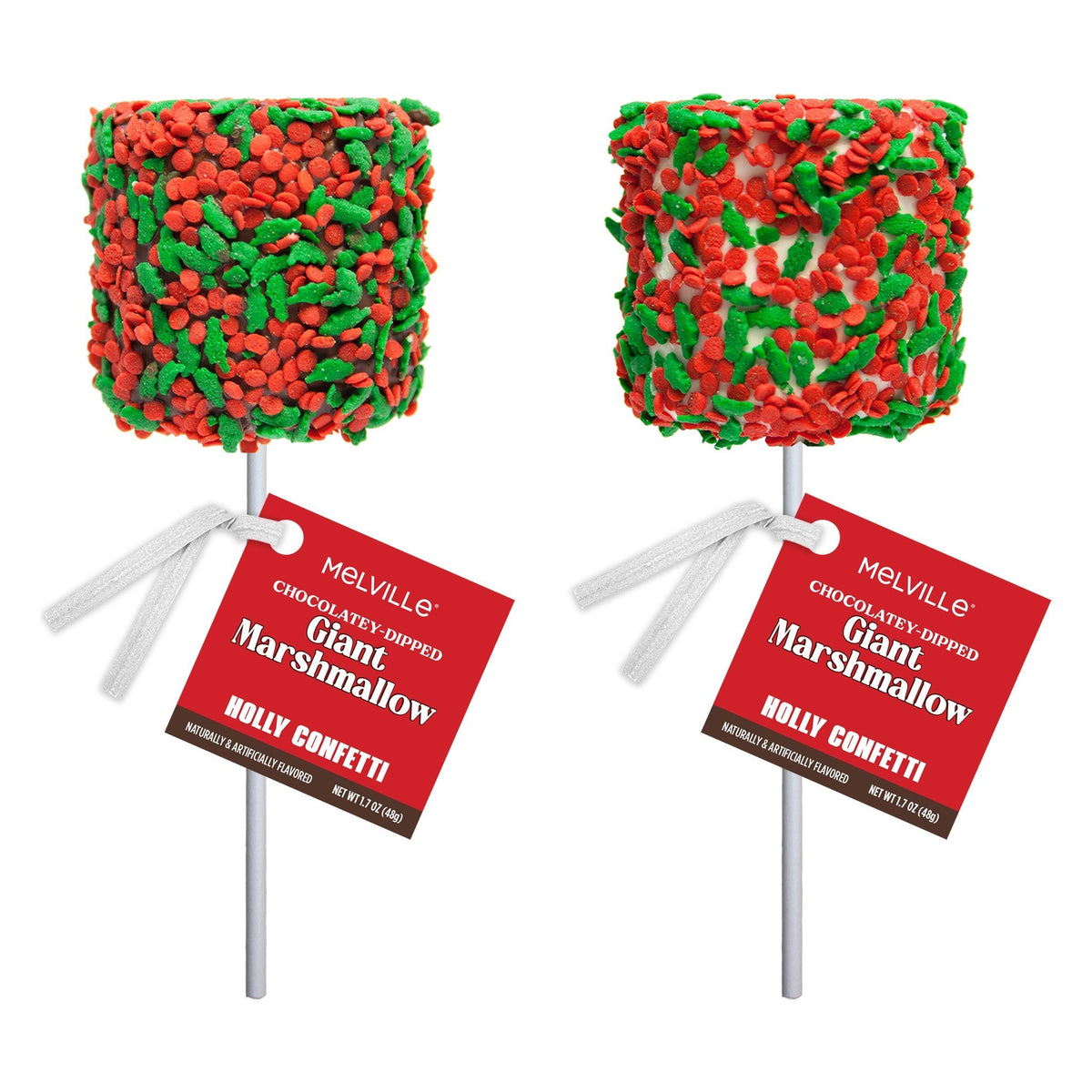 Giant Marshmallow Pops -  Holiday Holly Confetti (12ct)