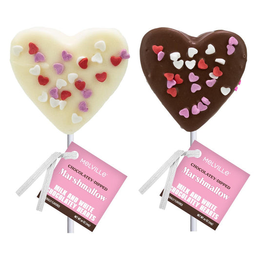Valentine Heart Confetti Marshmallow Pops - White & Milk Chocolate (18ct)