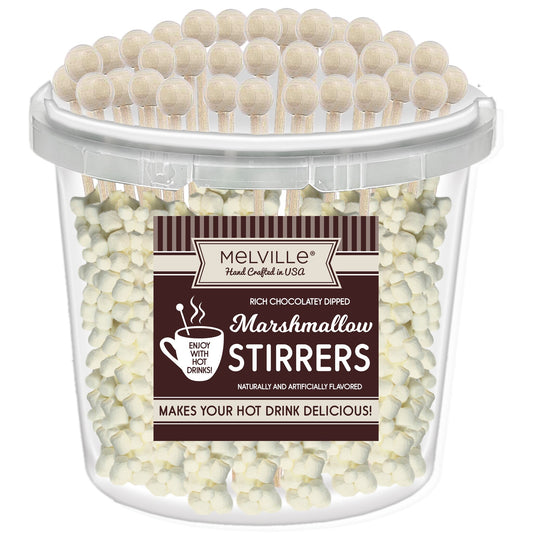 Mini Marshmallow Stirrers - White Chocolatey Dipped