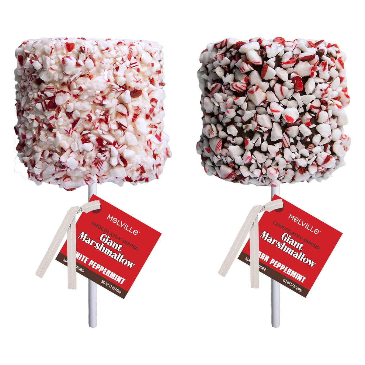 Giant Marshmallow Pops - Peppermint White Chocolatey Coating (12ct)