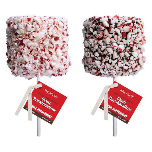 Giant Marshmallow Pops - Peppermint White Chocolatey Coating (12ct)