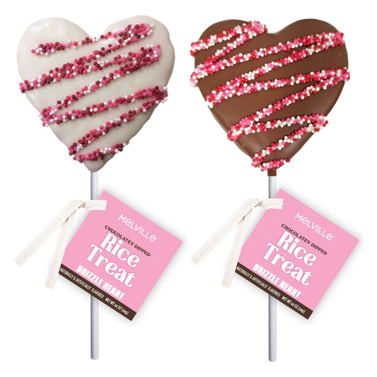 Drizzle Heart Rice Treat Pops - White & Milk Chocolatey Coated (18ct)
