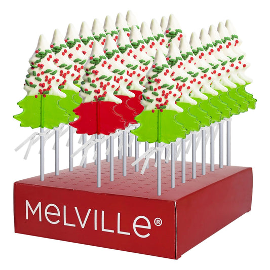 Chocolatey-Dipped Holiday Confetti Tree Lollipops - Red & Green (24ct)
