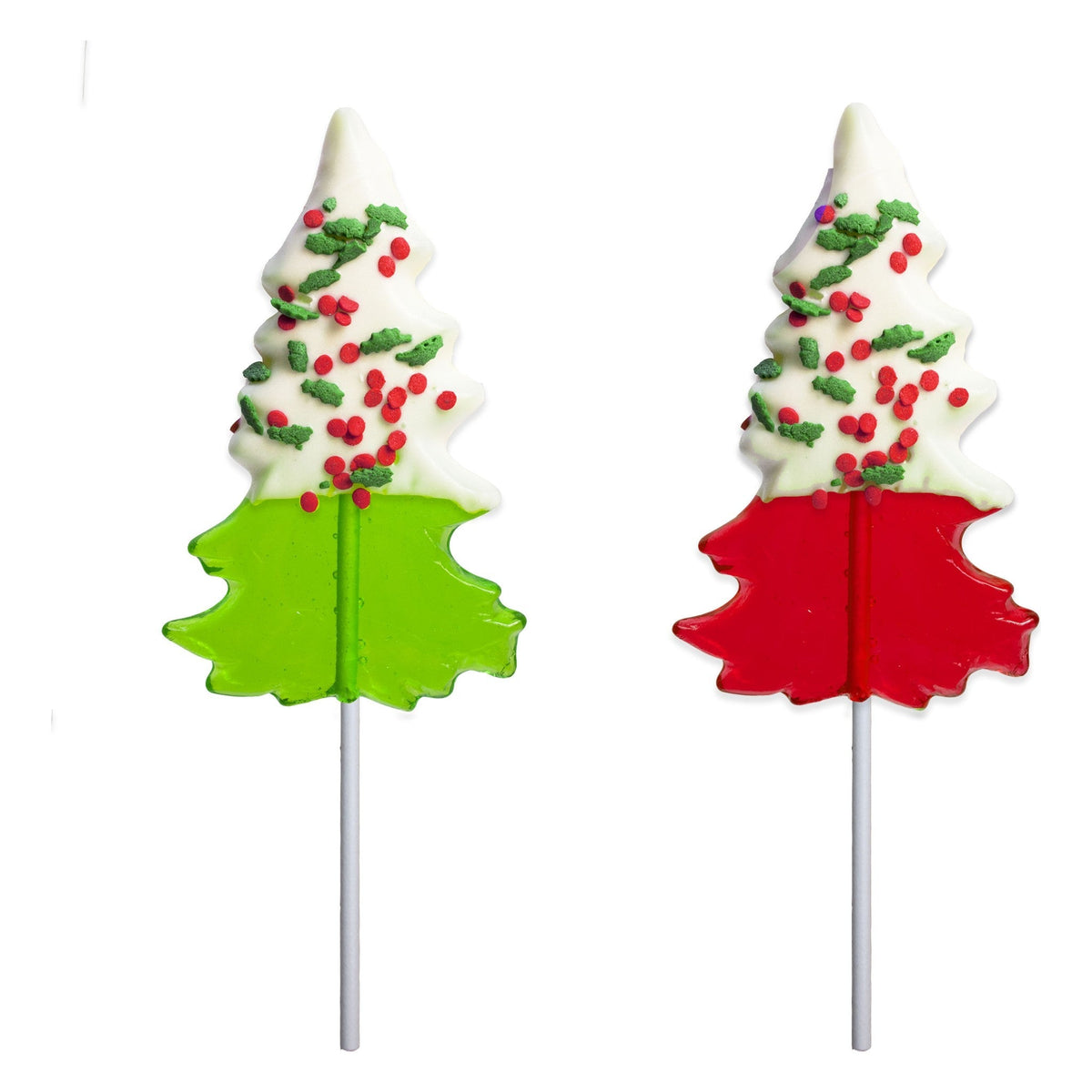 Chocolatey-Dipped Holiday Confetti Tree Lollipops - Red & Green (24ct)