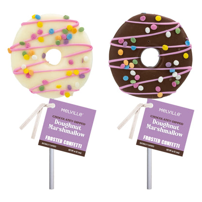 Marshmallow Donut Pops Chocolatey Dipped with Confetti