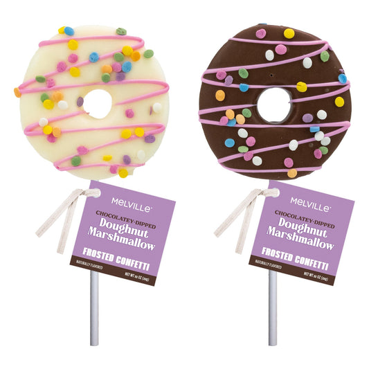 Marshmallow Donut Pops Chocolatey Dipped with Confetti