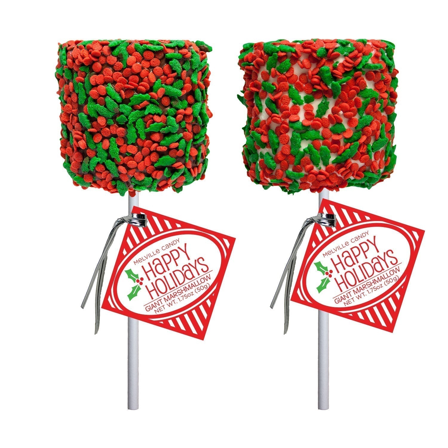 Giant Marshmallow Pops - Holiday Holly Confetti by Melville Candy