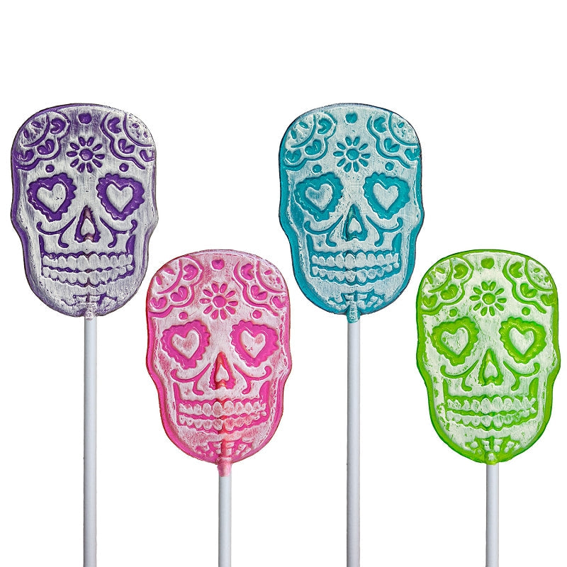 Frosted Sugar Skull Lollipops - Assorted (24ct)
