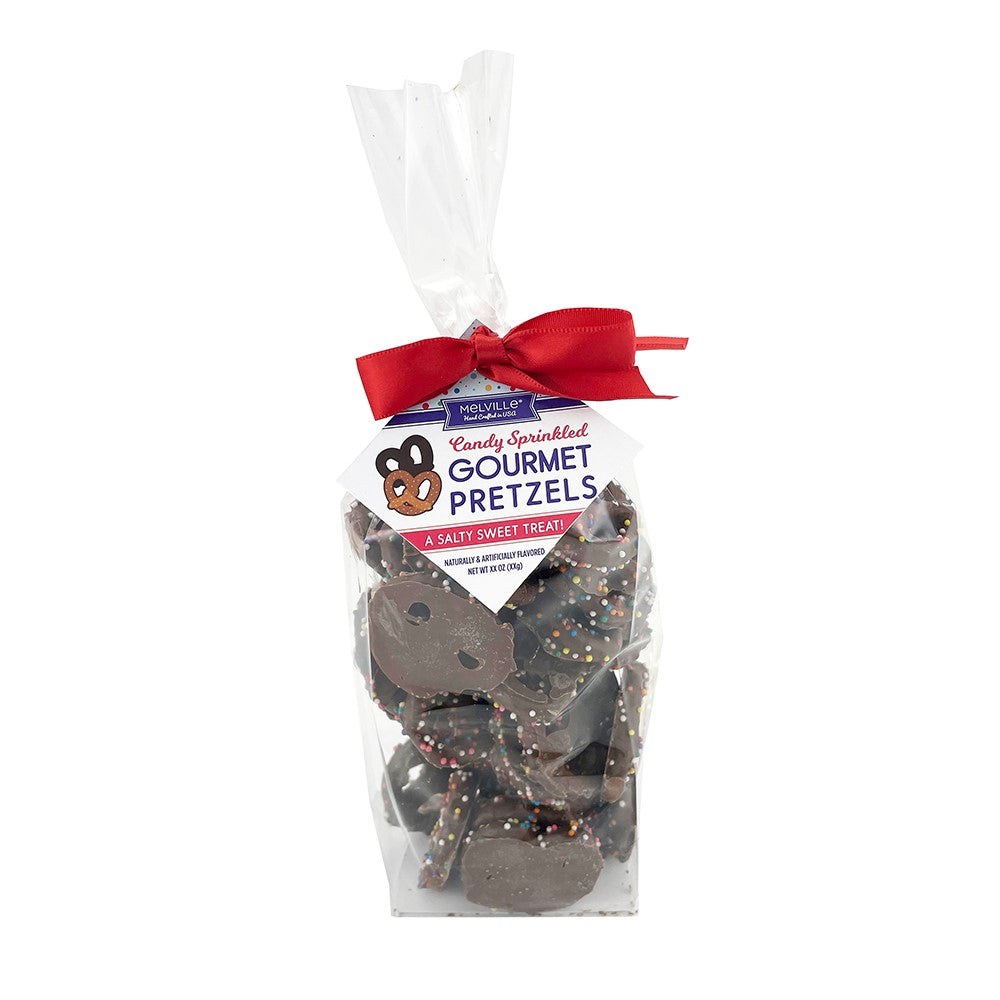 Chocolatey Dipped Pretzels - Rainbow Sprinkles